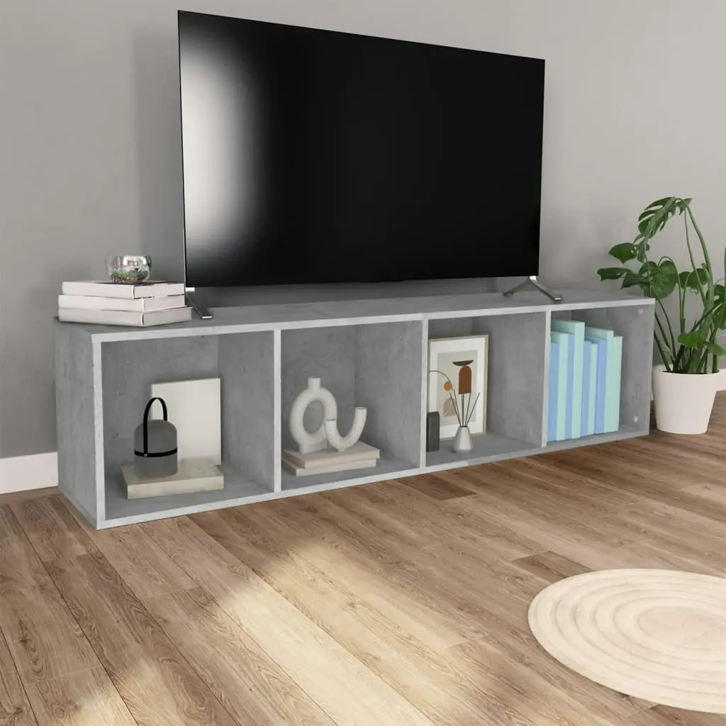 Book Cabinet/TV Cabinet Concrete Grey 36x30x143 cm Engineered Wood 800148