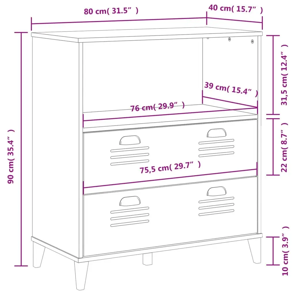 Bookcase VIKEN Black 80x40x90 cm Engineered Wood 374945