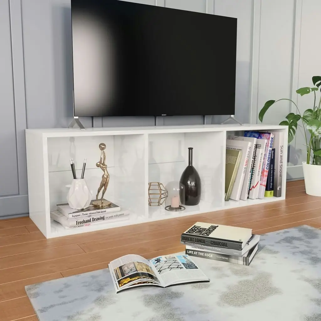 Book Cabinet/TV Cabinet High Gloss White 36x30x114 cm Engineered Wood 800141