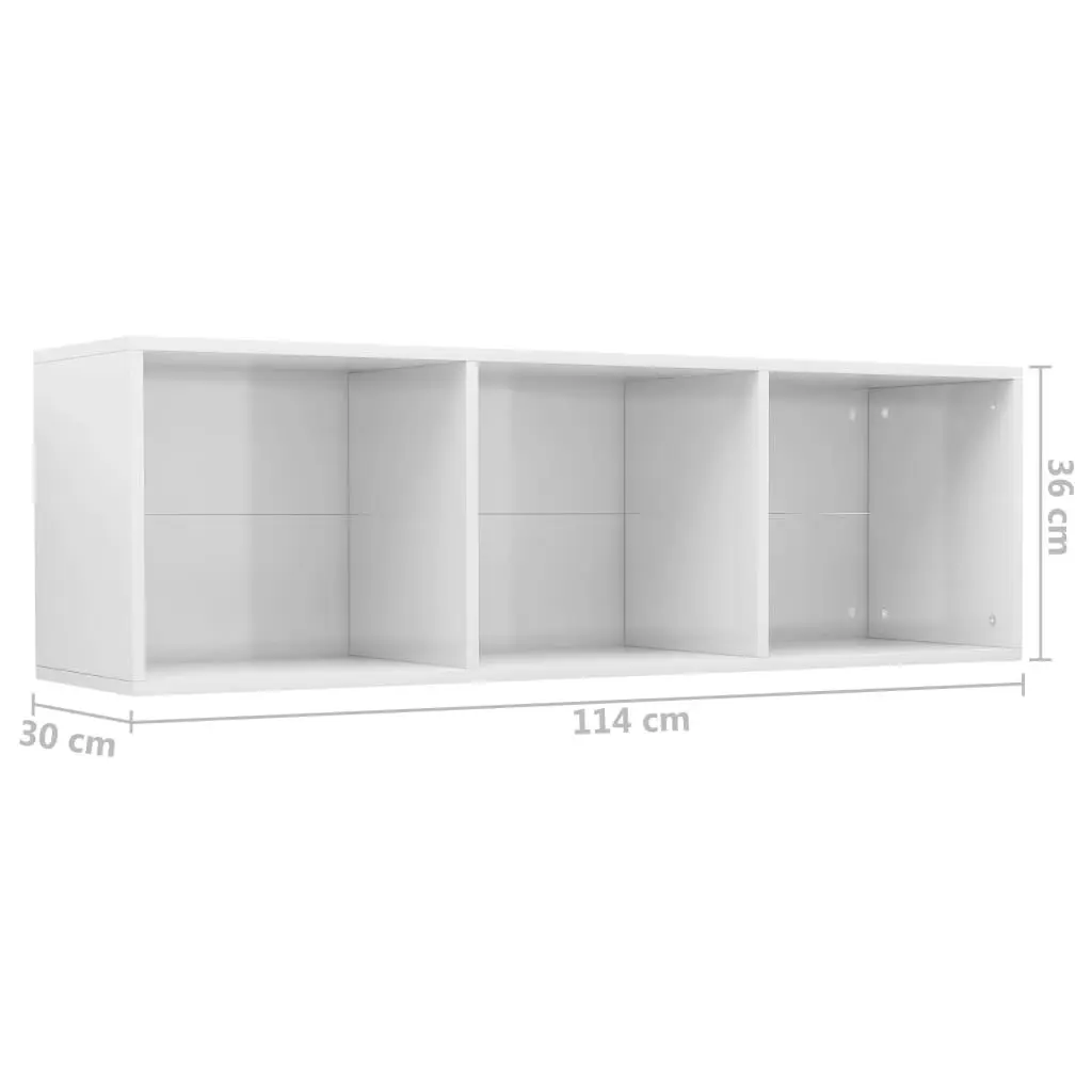 Book Cabinet/TV Cabinet High Gloss White 36x30x114 cm Engineered Wood 800141