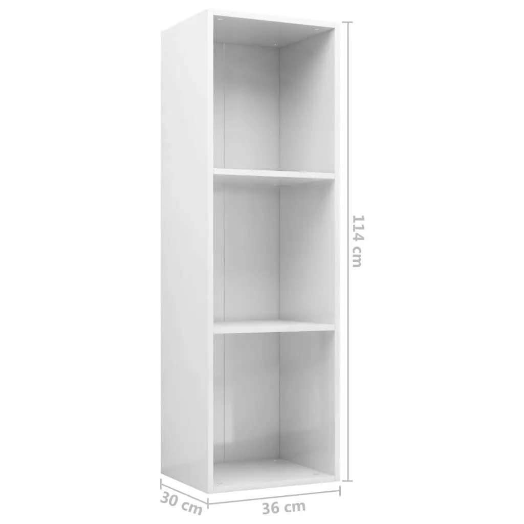 Book Cabinet/TV Cabinet High Gloss White 36x30x114 cm Engineered Wood 800141