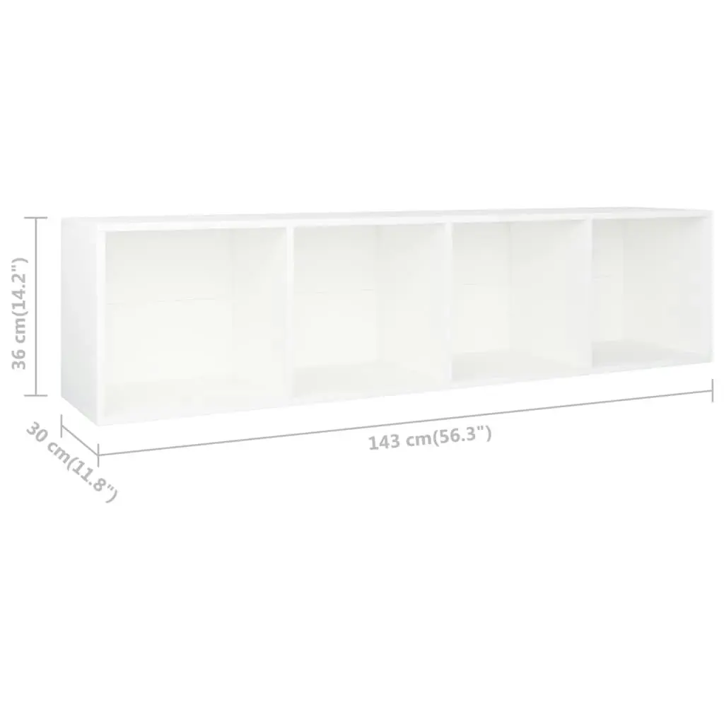 Book Cabinet/TV Cabinet White 36x30x143 cm Engineered Wood 800144