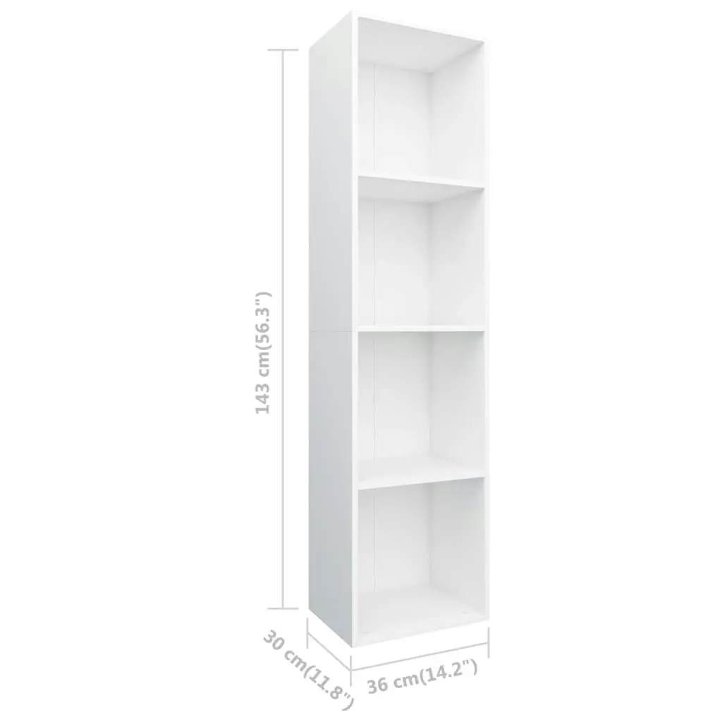 Book Cabinet/TV Cabinet White 36x30x143 cm Engineered Wood 800144