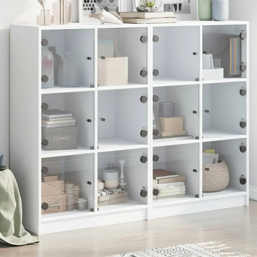 Bookcase with Doors White 136x37x109 cm Engineered Wood 3206510