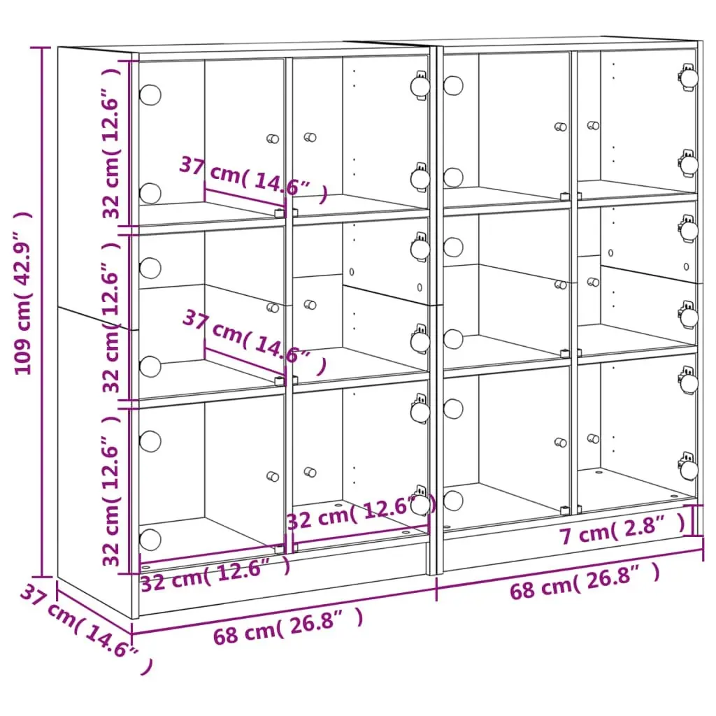 Bookcase with Doors White 136x37x109 cm Engineered Wood 3206510