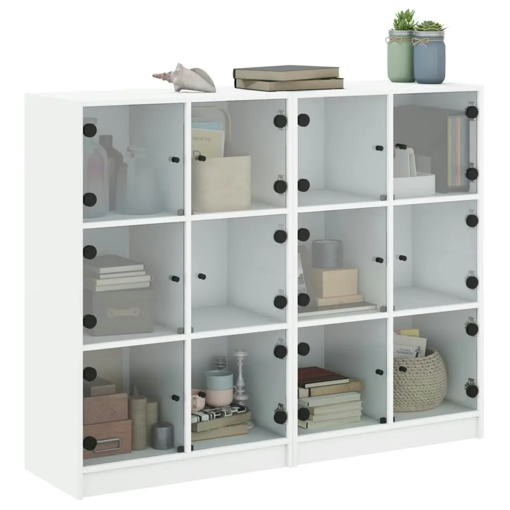 Bookcase with Doors White 136x37x109 cm Engineered Wood 3206510