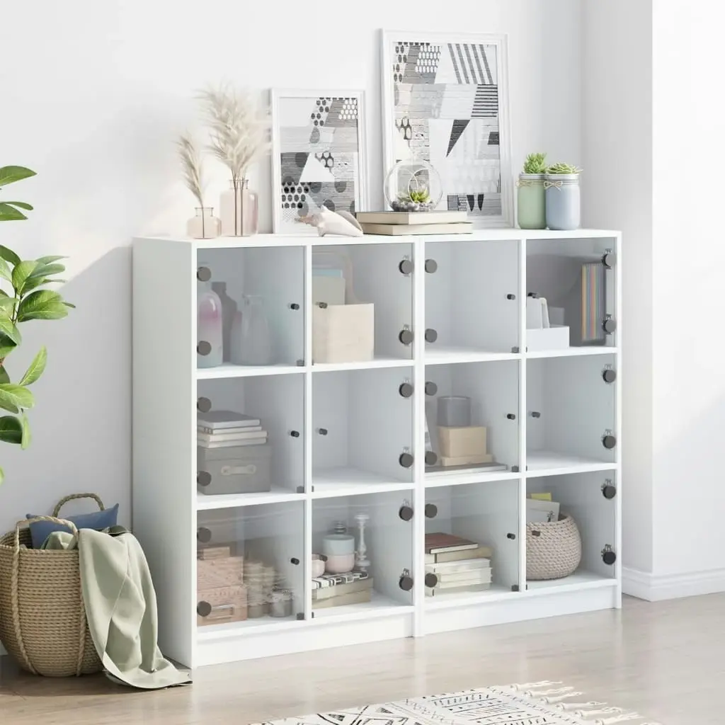 Bookcase with Doors White 136x37x109 cm Engineered Wood 3206510