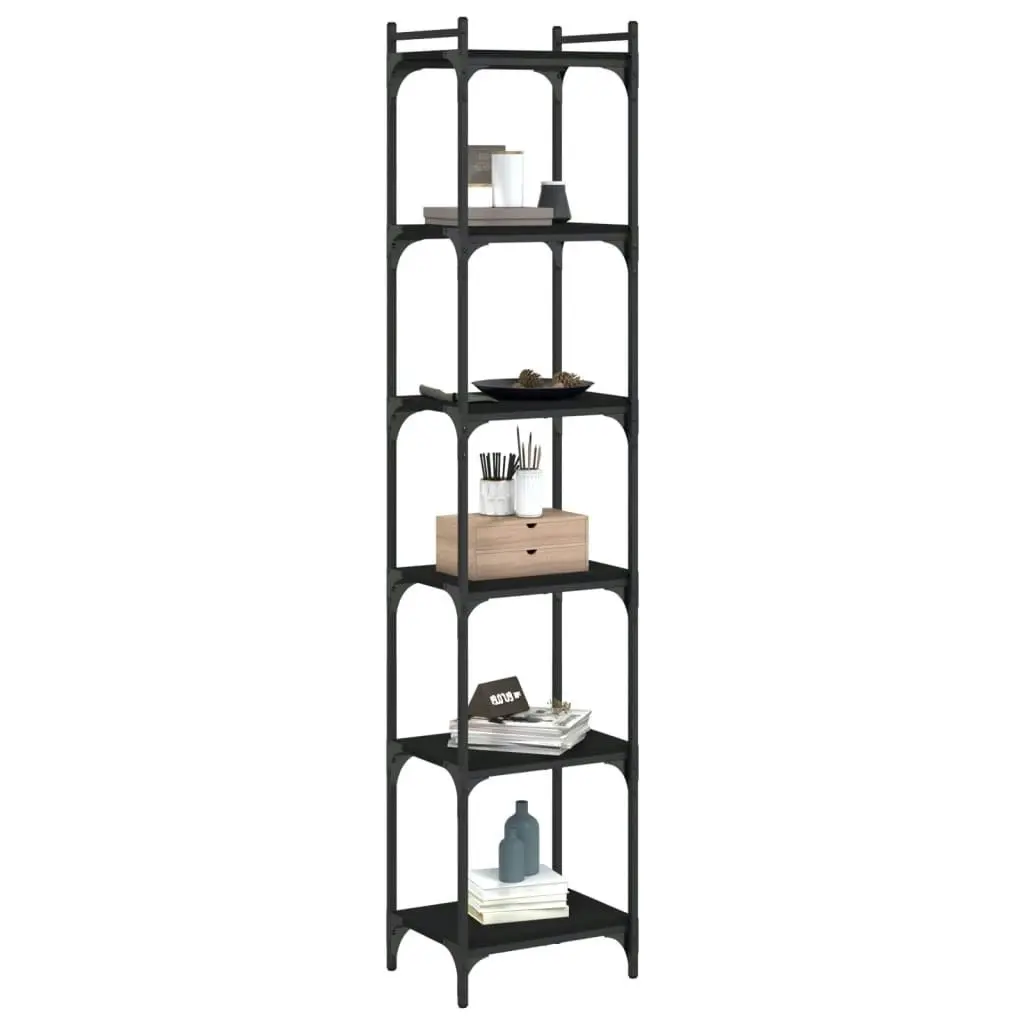 Bookcase 6-Tier Black 40x30x188 cm Engineered Wood 837642