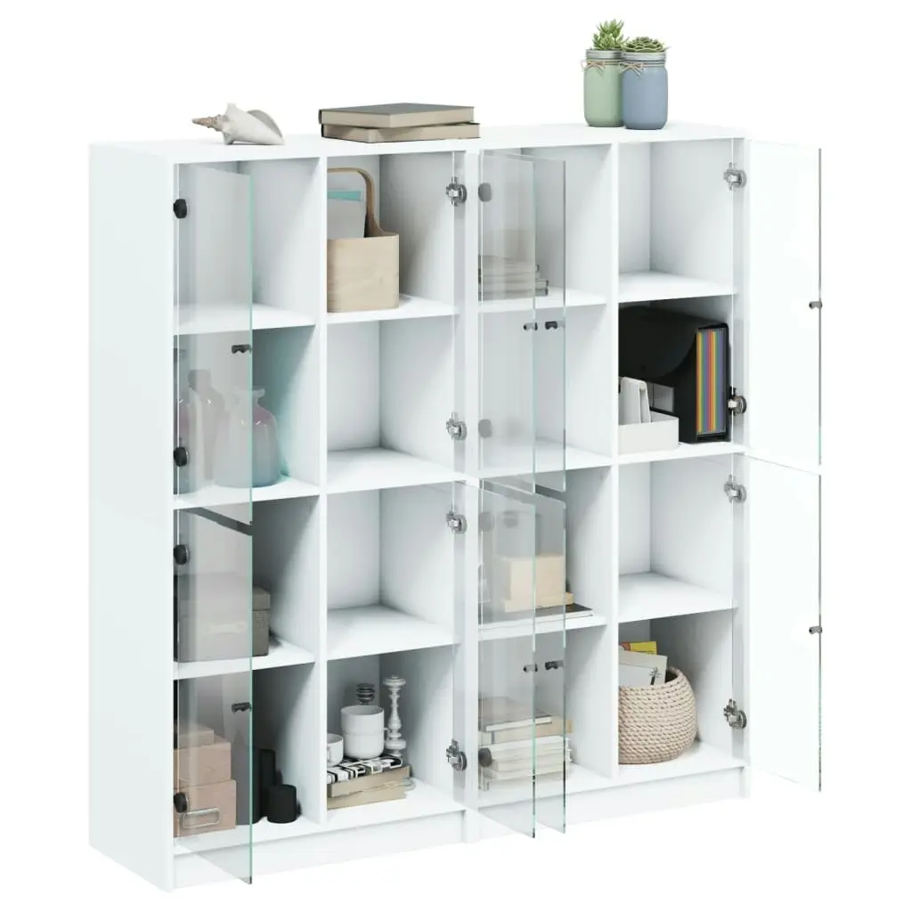 Bookcase with Doors White 136x37x142 cm Engineered Wood 3206517