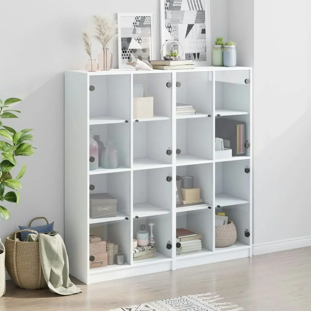 Bookcase with Doors White 136x37x142 cm Engineered Wood 3206517