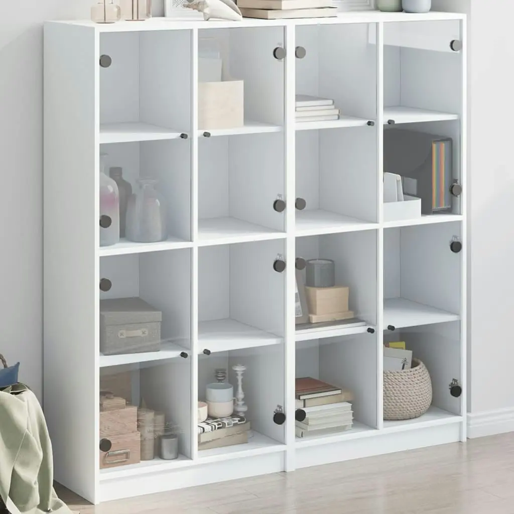 Bookcase with Doors White 136x37x142 cm Engineered Wood 3206517