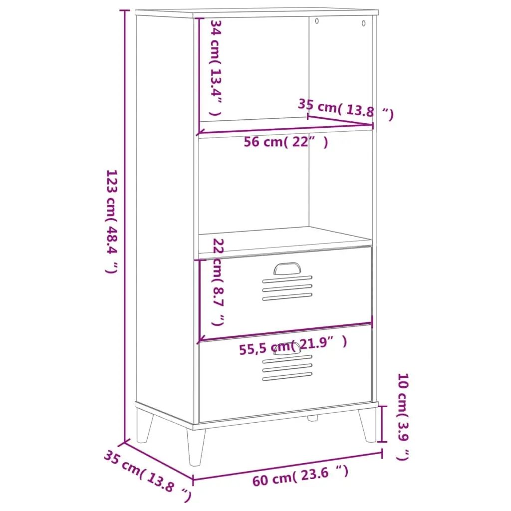 Bookcase VIKEN White 60x35x123 cm Engineered Wood 374947