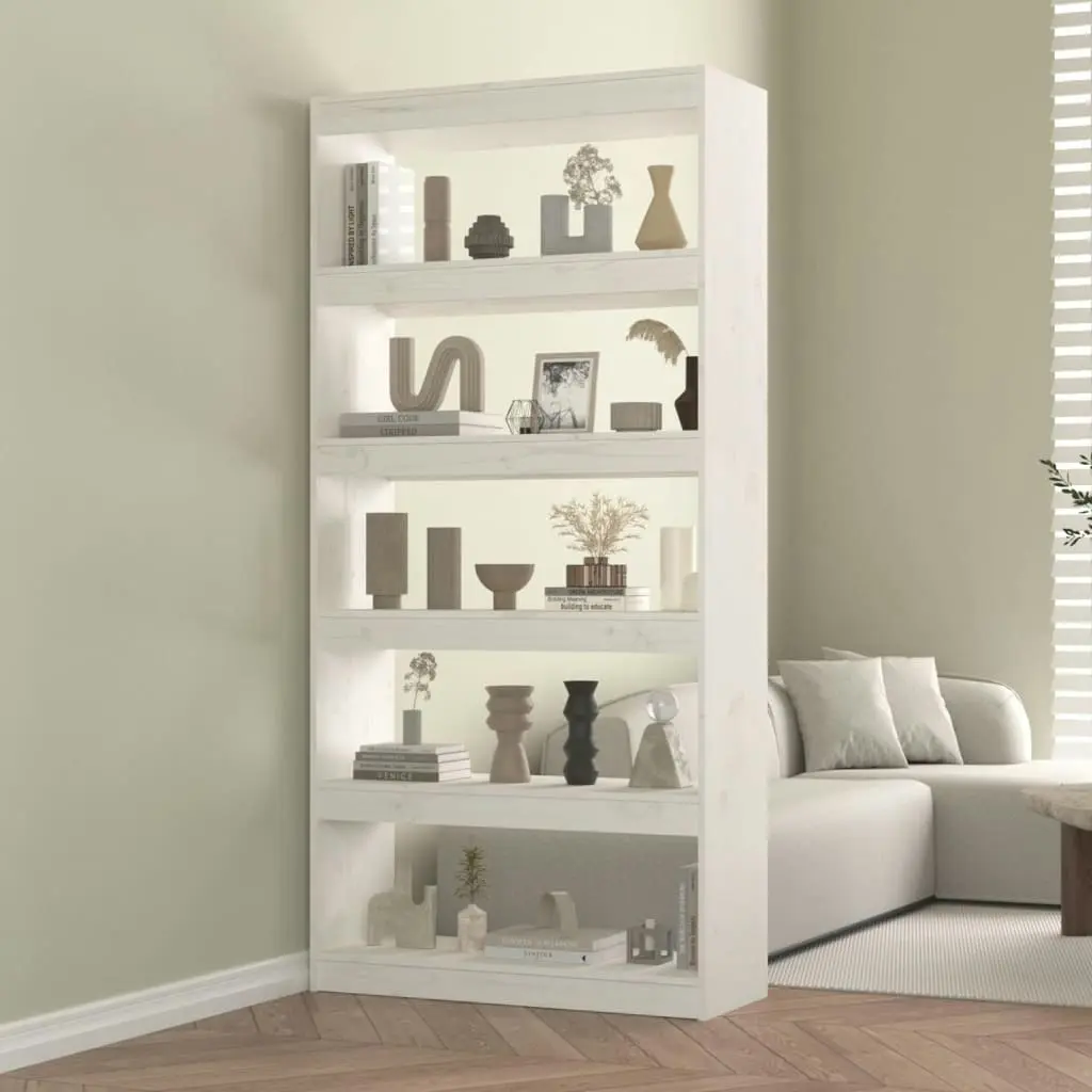 Book Cabinet/Room Divider White 80x30x167.4 cm Solid Wood Pine 808199