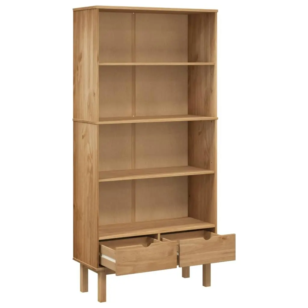 Bookcase OTTA with 2 Drawers Brown Solid Wood Pine 351303