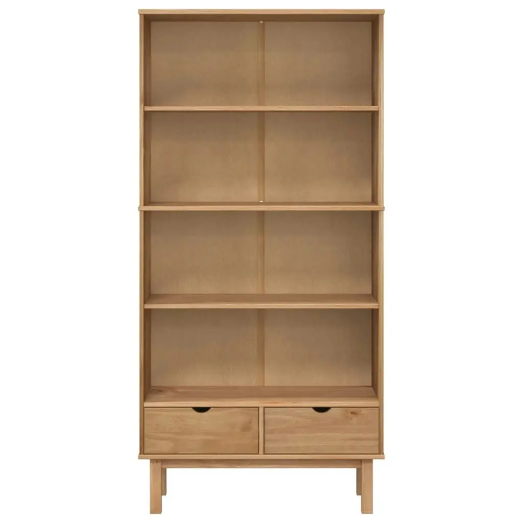 Bookcase OTTA with 2 Drawers Brown Solid Wood Pine 351303