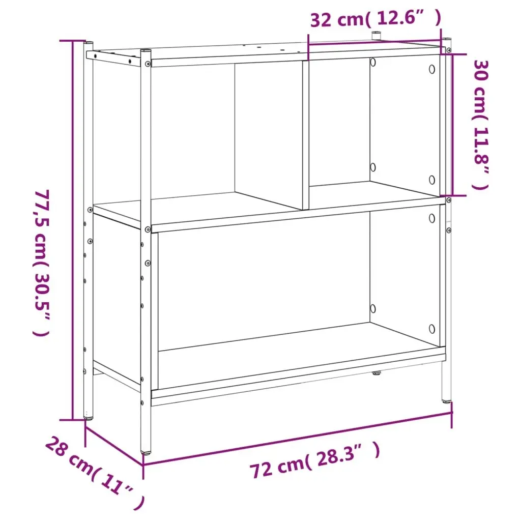 Bookcase Black 72x28x77.5 cm Engineered Wood 838878