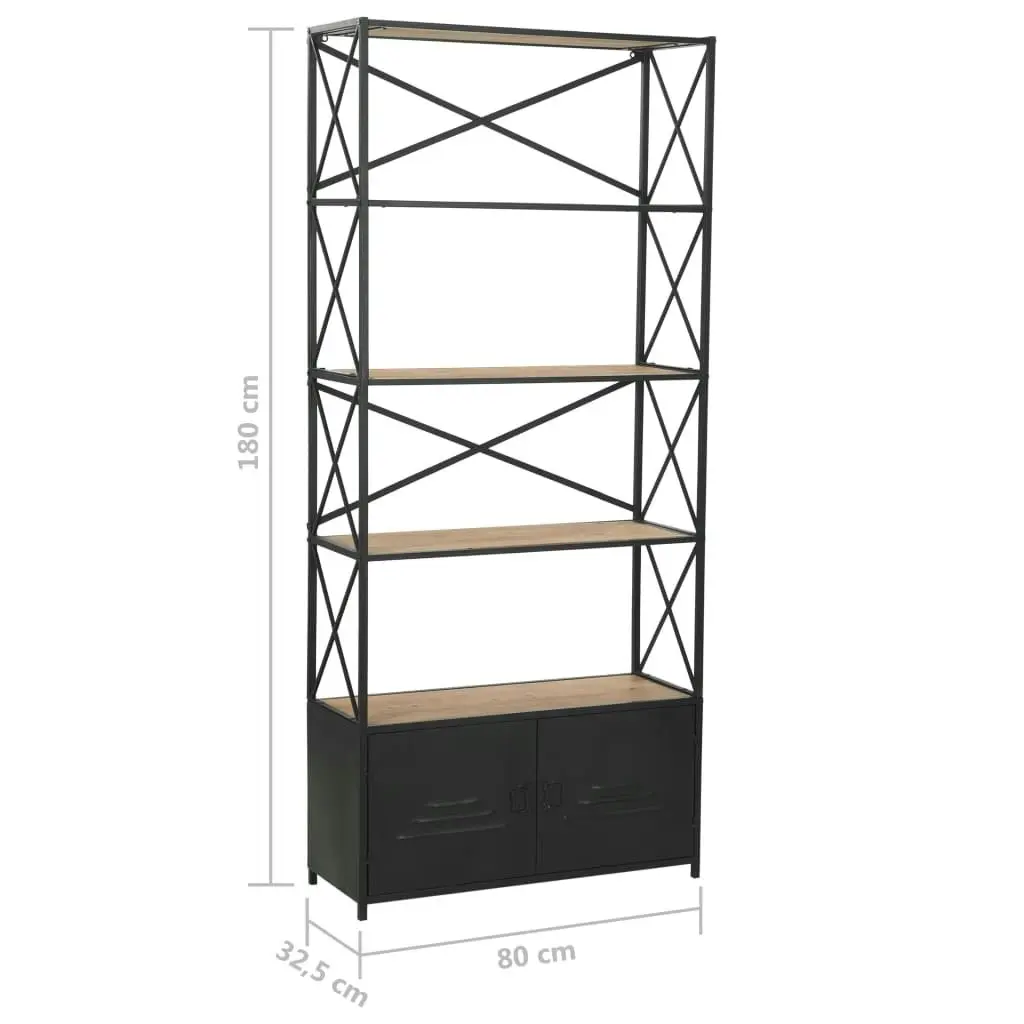 Bookcase Solid Firwood and Steel 80x32.5x180 cm 246426