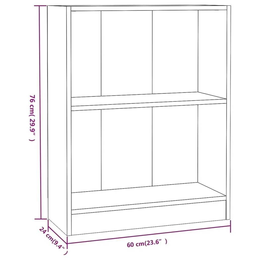 Bookshelf Sonoma Oak 60x24x76 cm Engineered Wood 800858