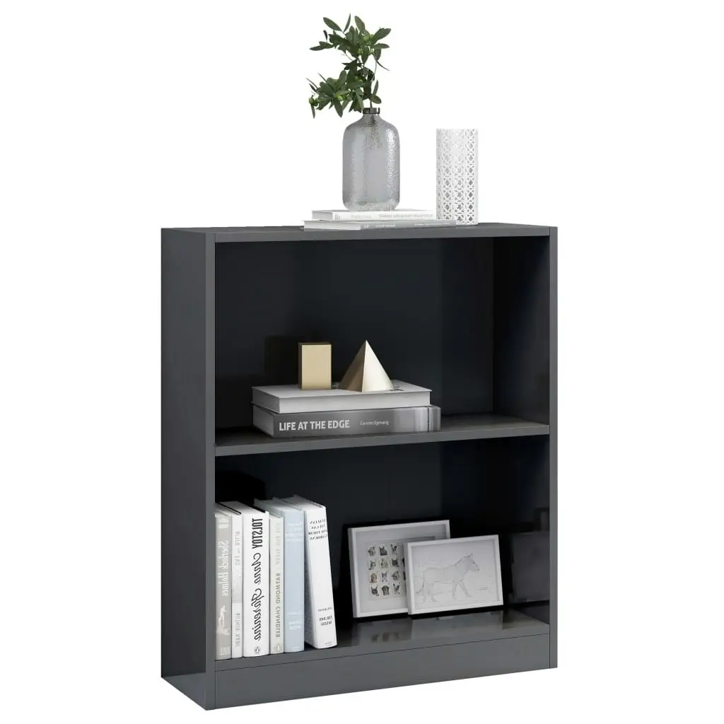 Bookshelf High Gloss Grey 60x24x76 cm Engineered Wood 800863