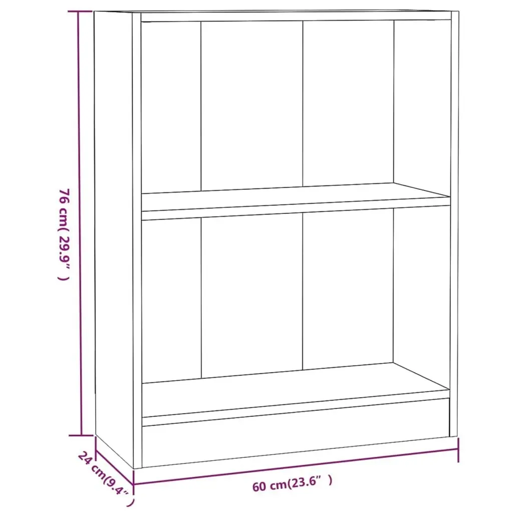 Bookshelf High Gloss Grey 60x24x76 cm Engineered Wood 800863