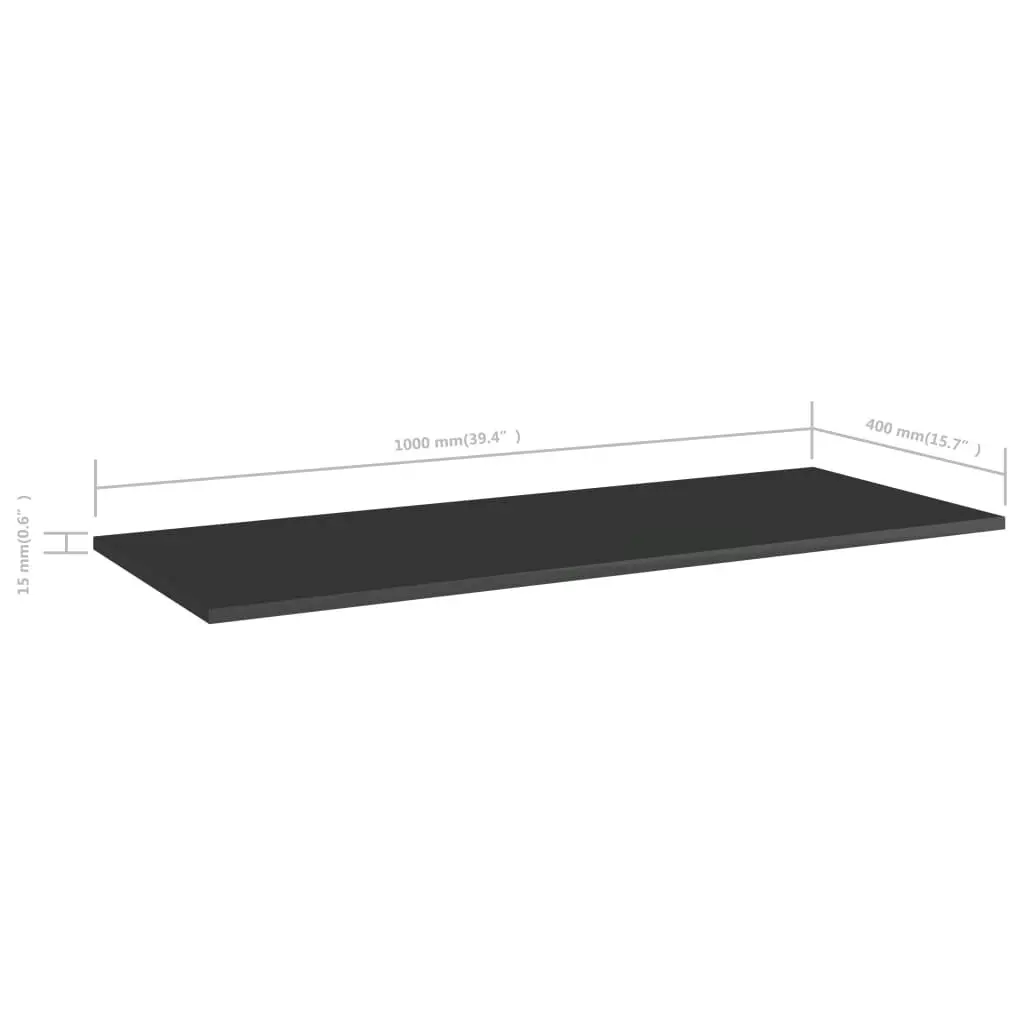 Bookshelf Boards 4 pcs High Gloss Black 100x40x1.5 cm Engineered Wood 805416