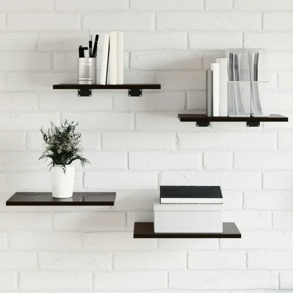 Bookshelf Boards 4 pcs High Gloss Black 40x30x1.5 cm Engineered Wood 805166