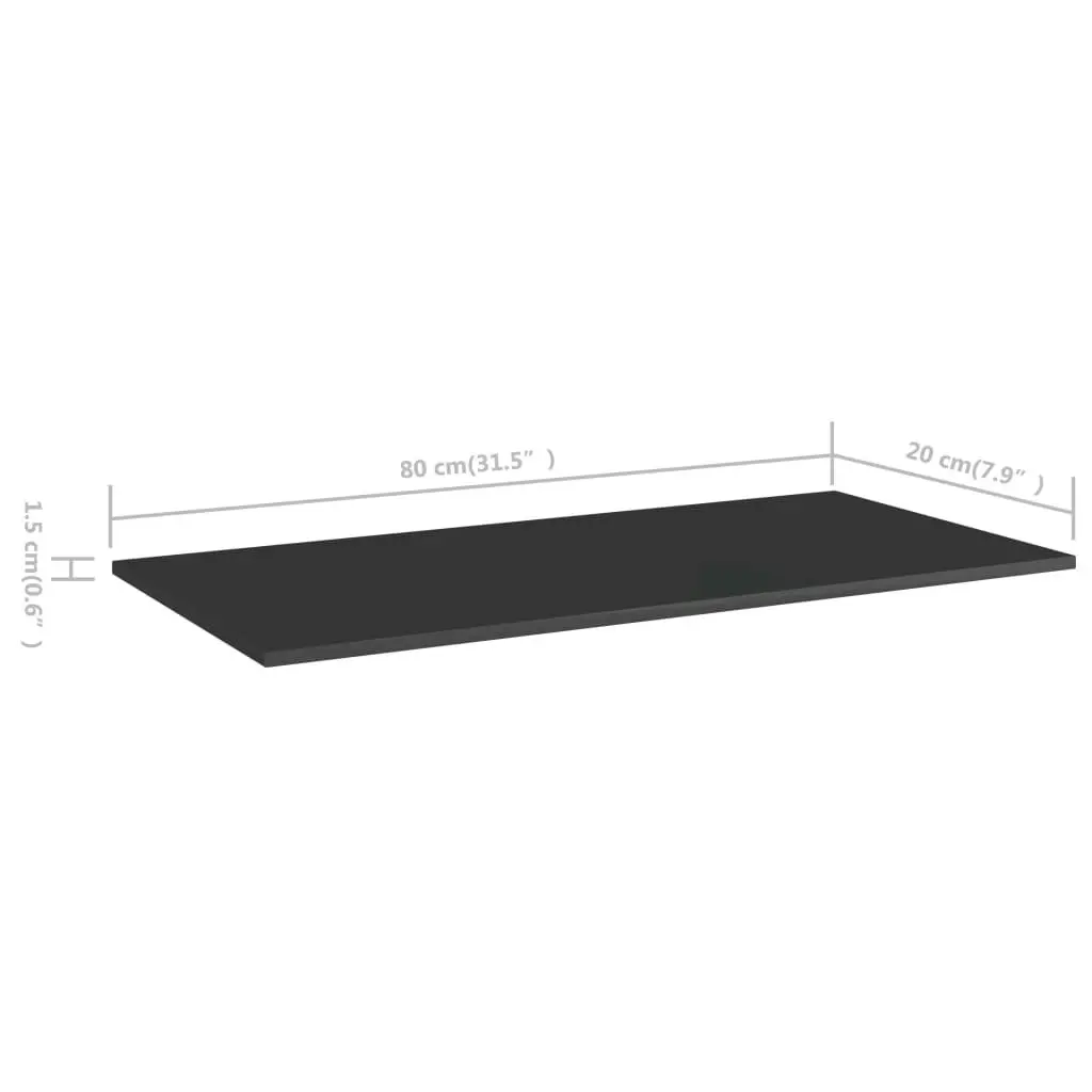 Bookshelf Boards 4 pcs High Gloss Black 80x20x1.5 cm Engineered Wood 805310