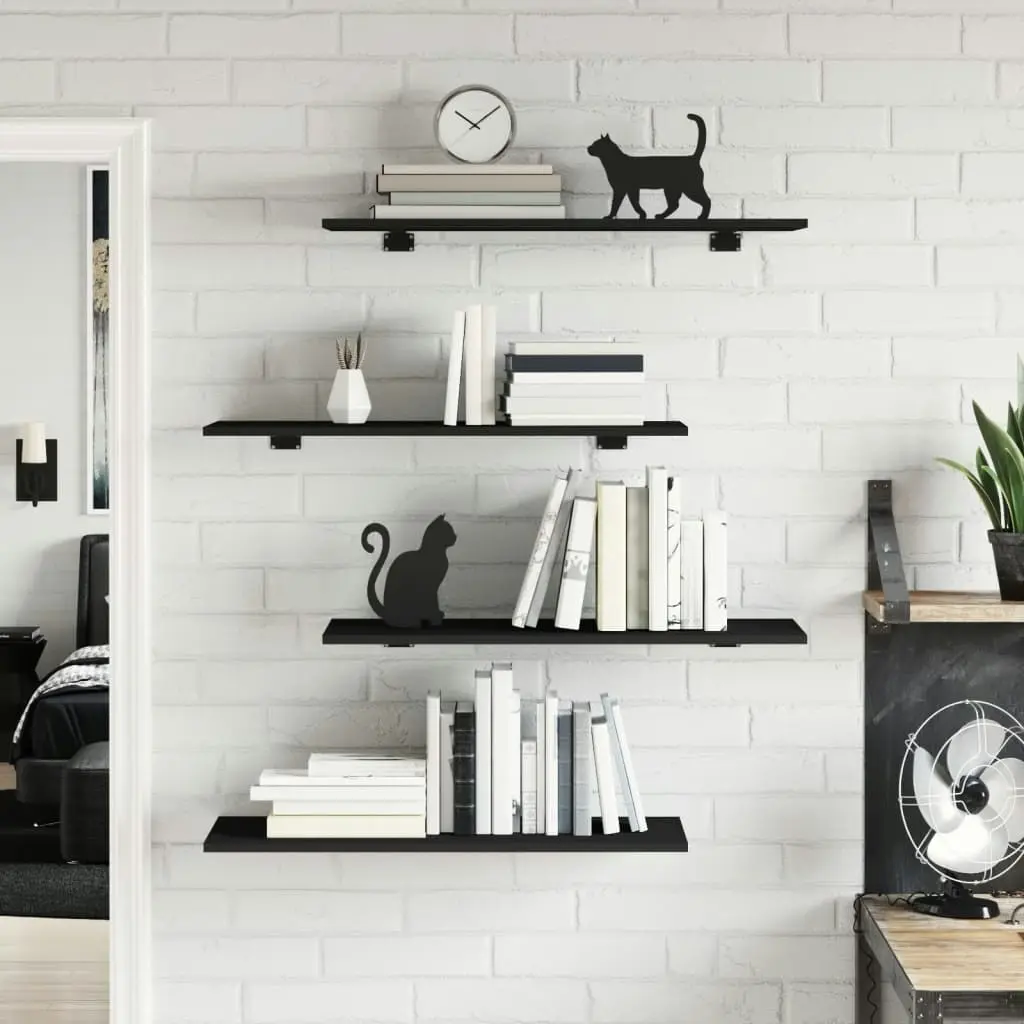 Bookshelf Boards 4 pcs Black 80x30x1.5 cm Engineered Wood 805316