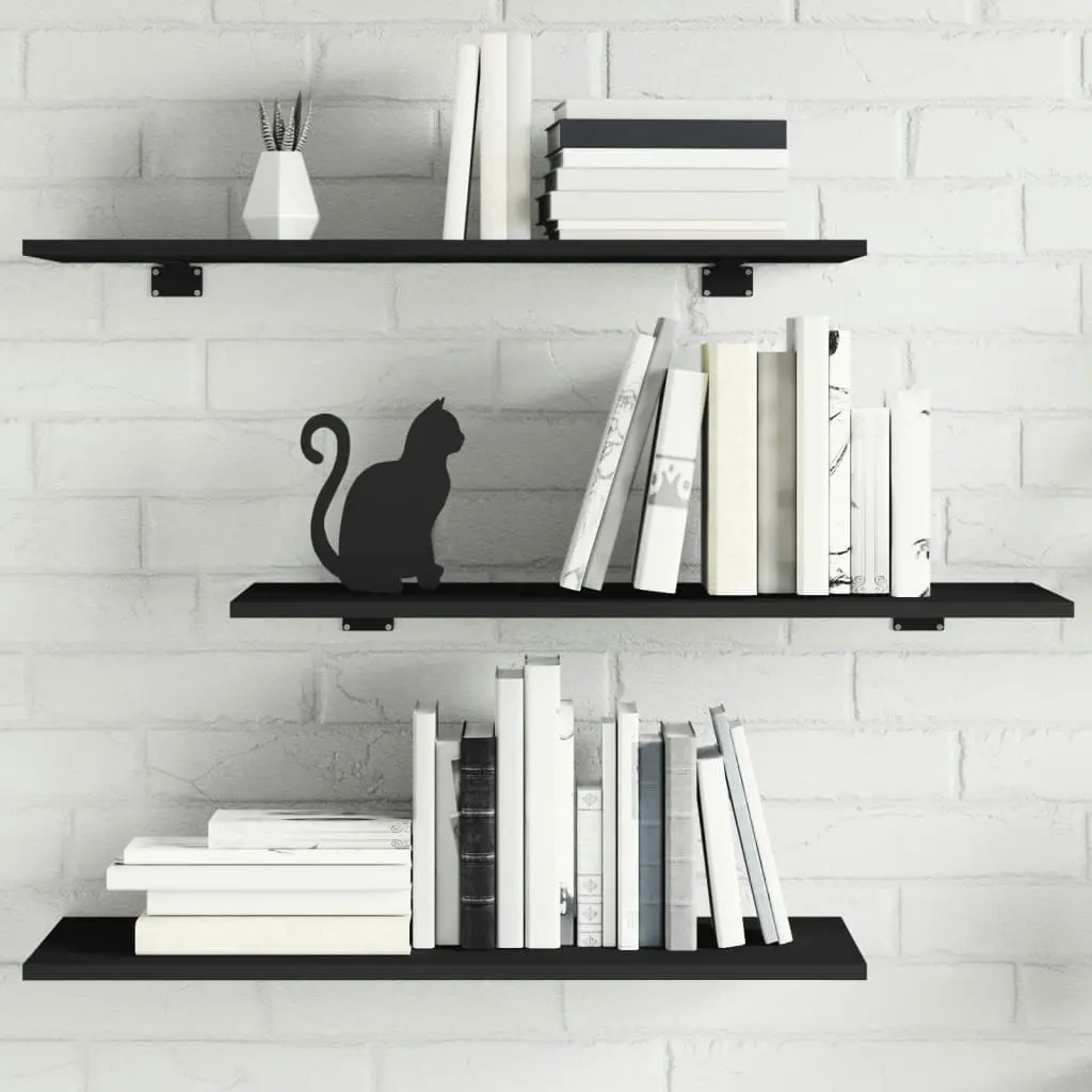 Bookshelf Boards 4 pcs Black 80x30x1.5 cm Engineered Wood 805316