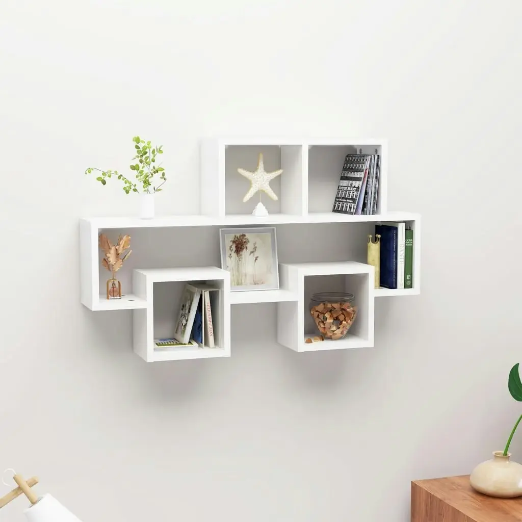 Car-shaped Wall Shelf High Gloss White 82x15x51 cm Engineered Wood 807256