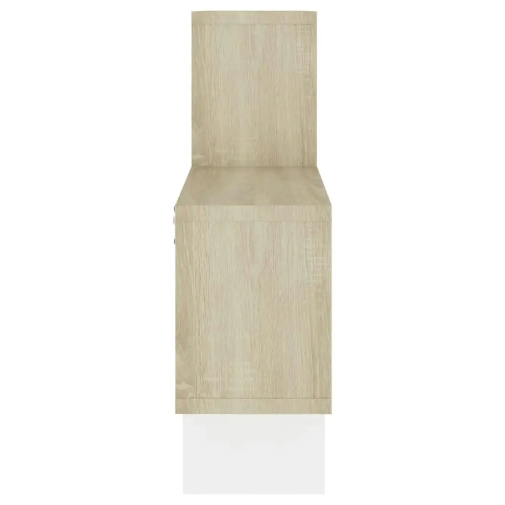 Car-shaped Wall Shelf White & Sonoma Oak 82x15x51 cm Engineered Wood 807255