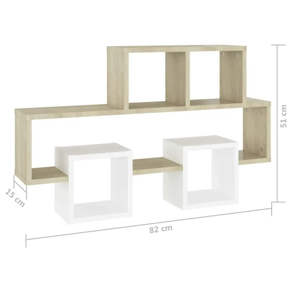 Car-shaped Wall Shelf White & Sonoma Oak 82x15x51 cm Engineered Wood 807255