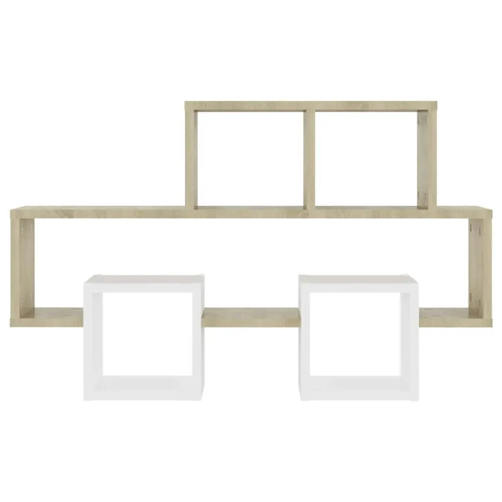 Car-shaped Wall Shelf White & Sonoma Oak 82x15x51 cm Engineered Wood 807255