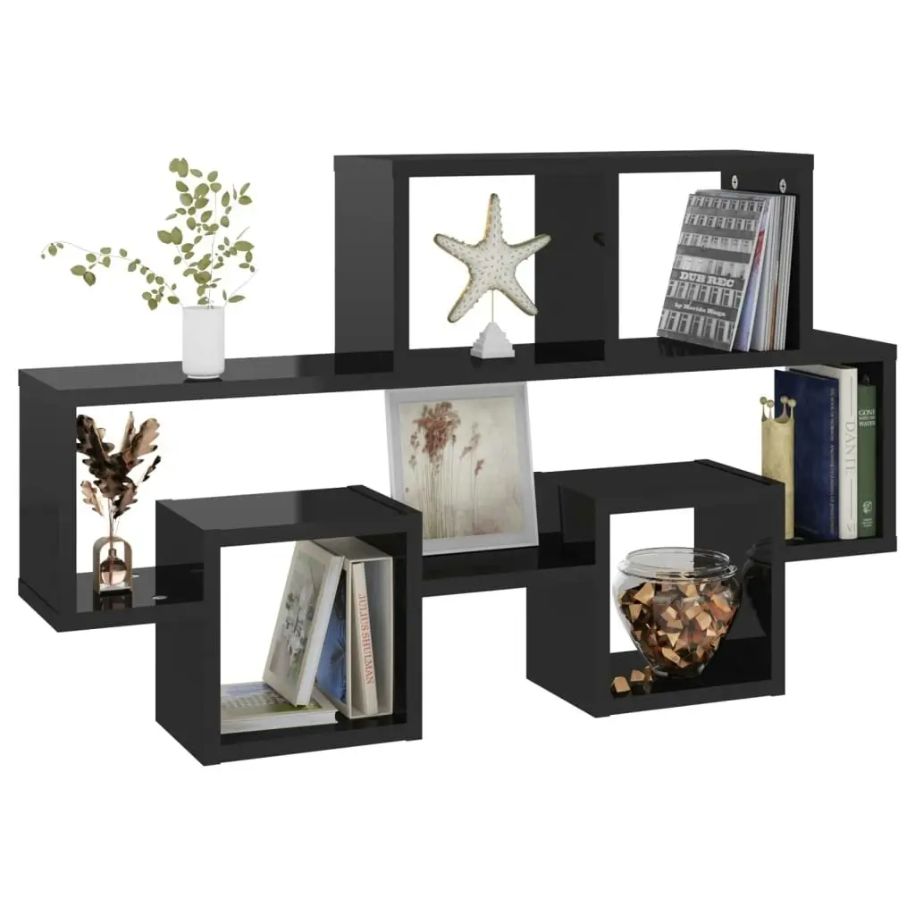 Car-shaped Wall Shelf High Gloss Black 82x15x51 cm Engineered Wood 807257