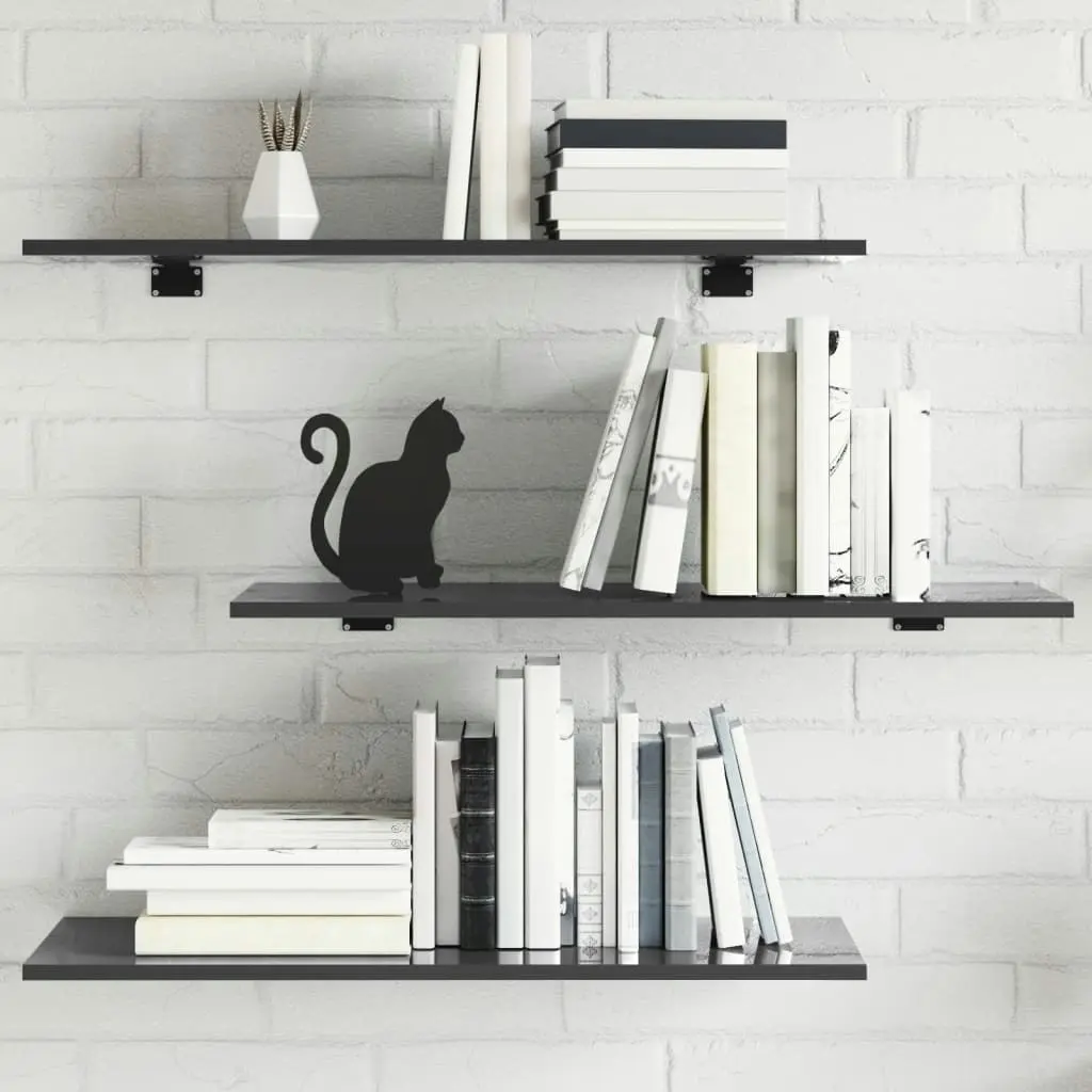 Bookshelf Boards 4 pcs High Gloss Grey 80x30x1.5 cm Engineered Wood 805328