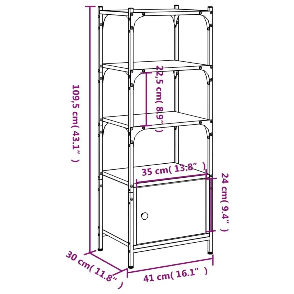 Bookcase 3-Tier Black 41x30x109.5 cm Engineered Wood 838998