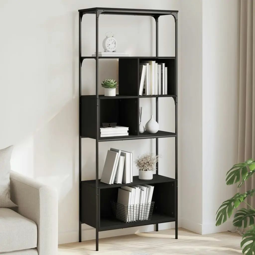 Bookcase 5-Tier Black 76x33x188.5 cm Engineered Wood 839003