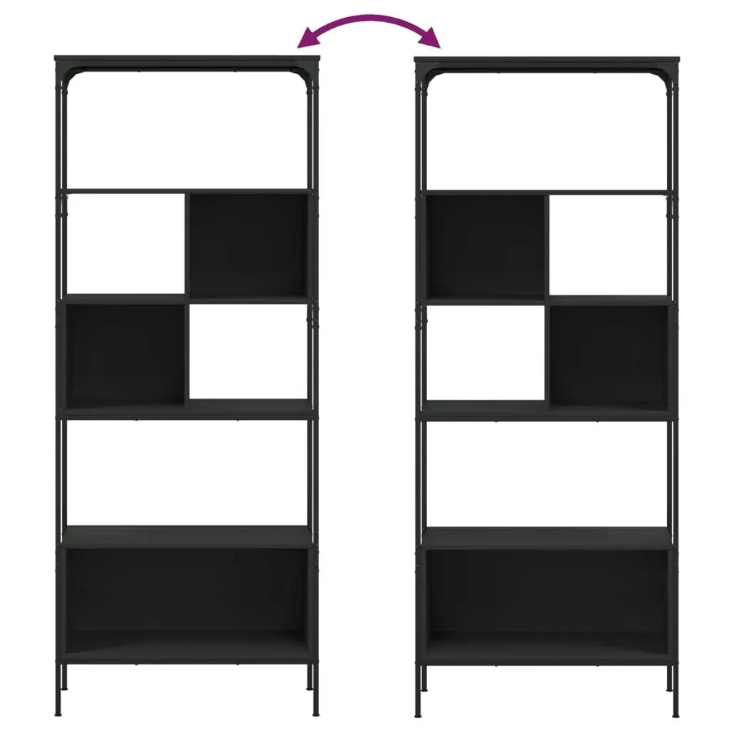 Bookcase 5-Tier Black 76x33x188.5 cm Engineered Wood 839003