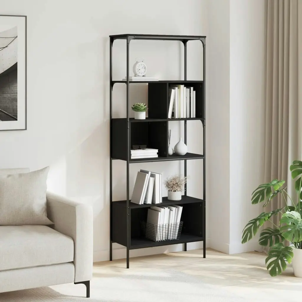 Bookcase 5-Tier Black 76x33x188.5 cm Engineered Wood 839003