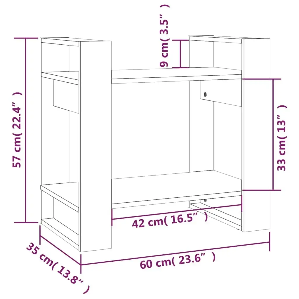 Book Cabinet/Room Divider White 60x35x57 cm Solid Wood Pine 813875