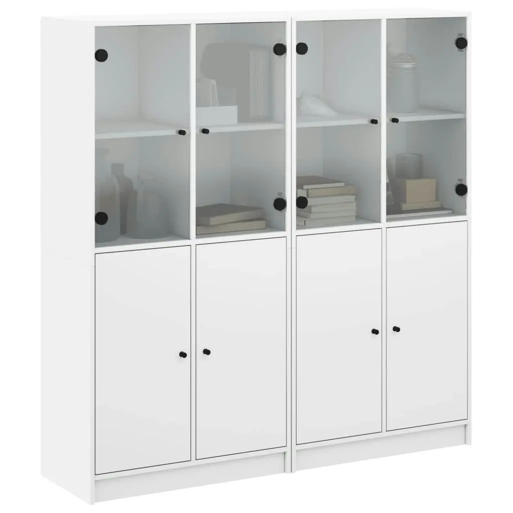 Bookcase with Doors White 136x37x142 cm Engineered Wood 3206524