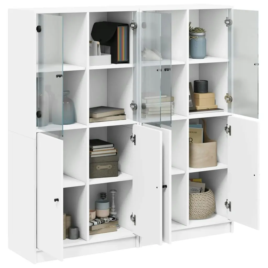 Bookcase with Doors White 136x37x142 cm Engineered Wood 3206524