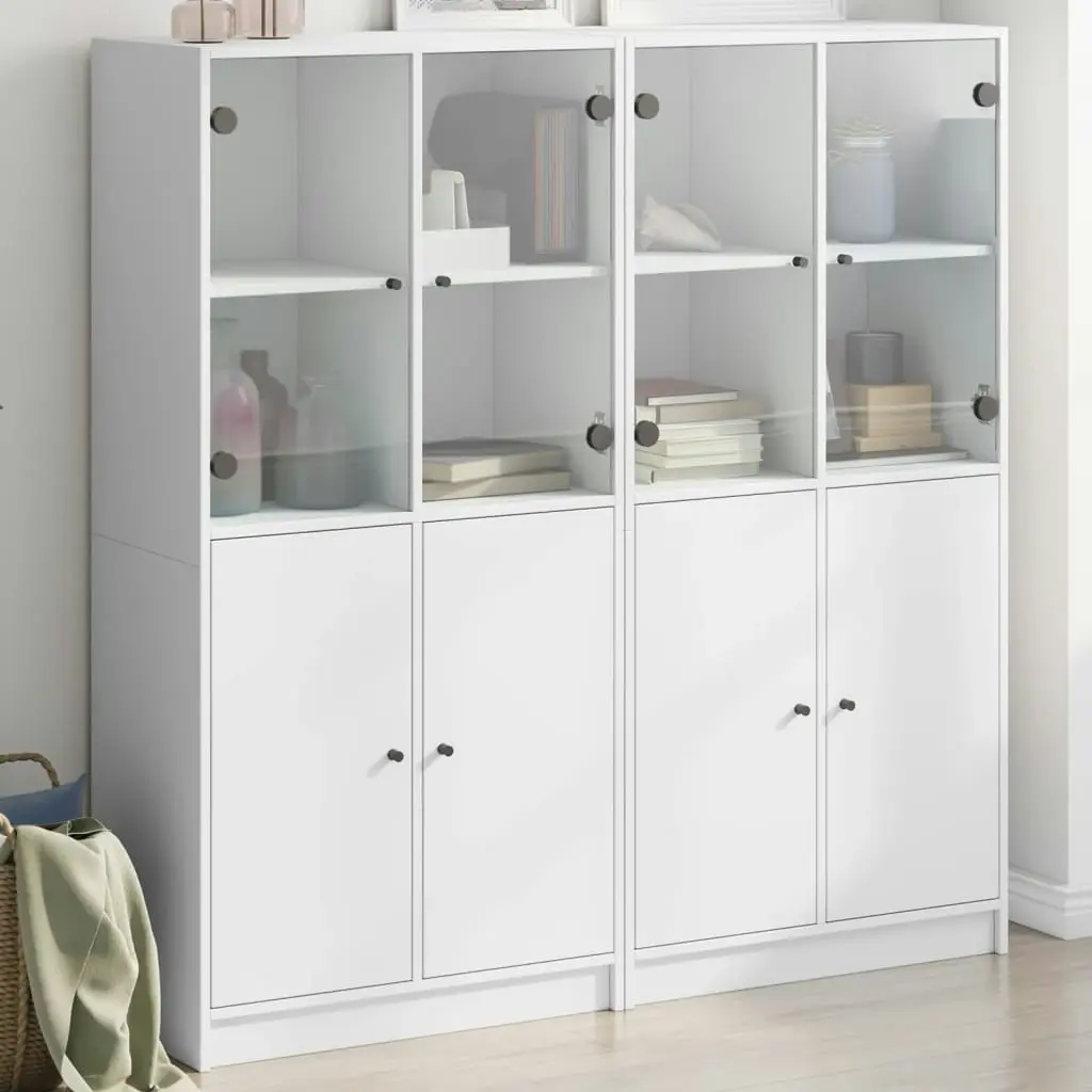 Bookcase with Doors White 136x37x142 cm Engineered Wood 3206524