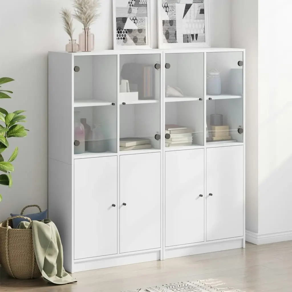 Bookcase with Doors White 136x37x142 cm Engineered Wood 3206524