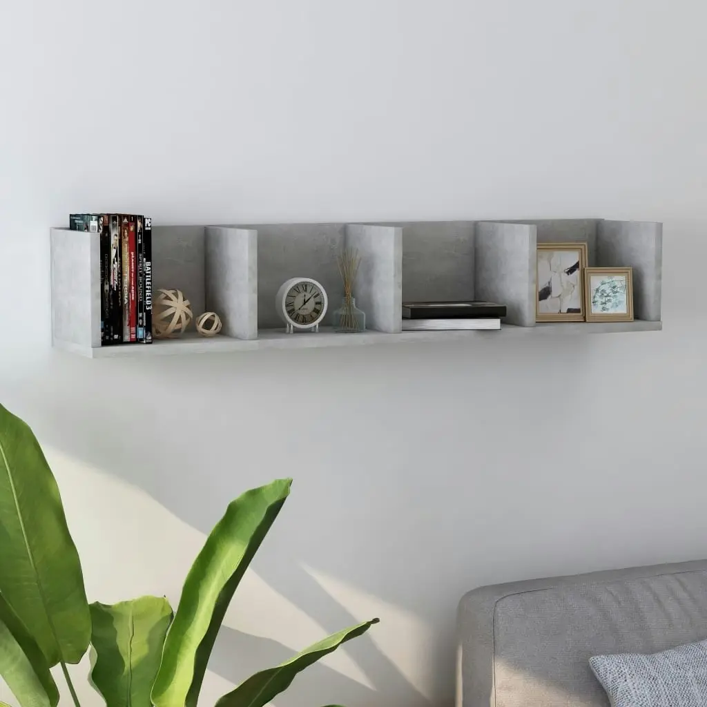 CD Wall Shelf Concrete Grey 100x18x18 cm Engineered Wood 801323