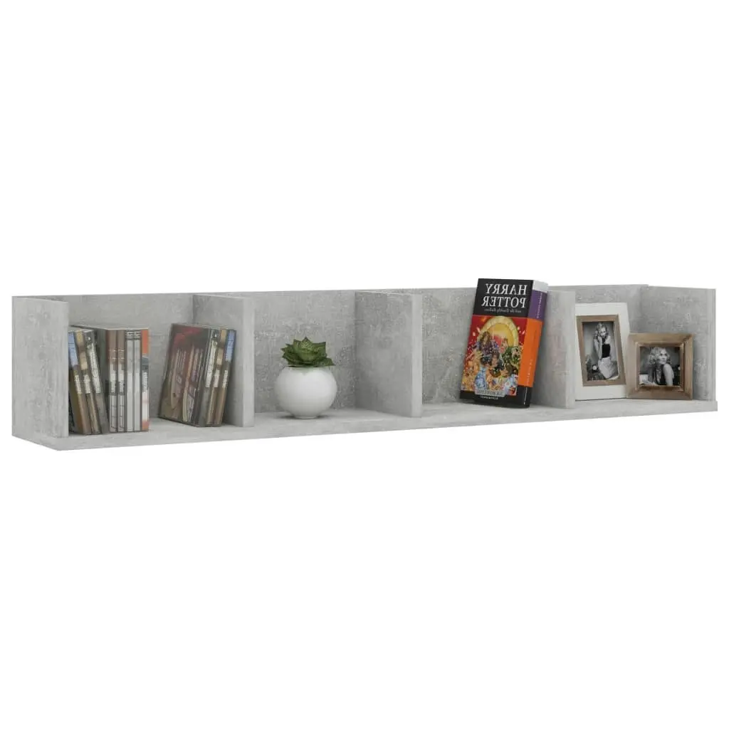 CD Wall Shelf Concrete Grey 100x18x18 cm Engineered Wood 801323