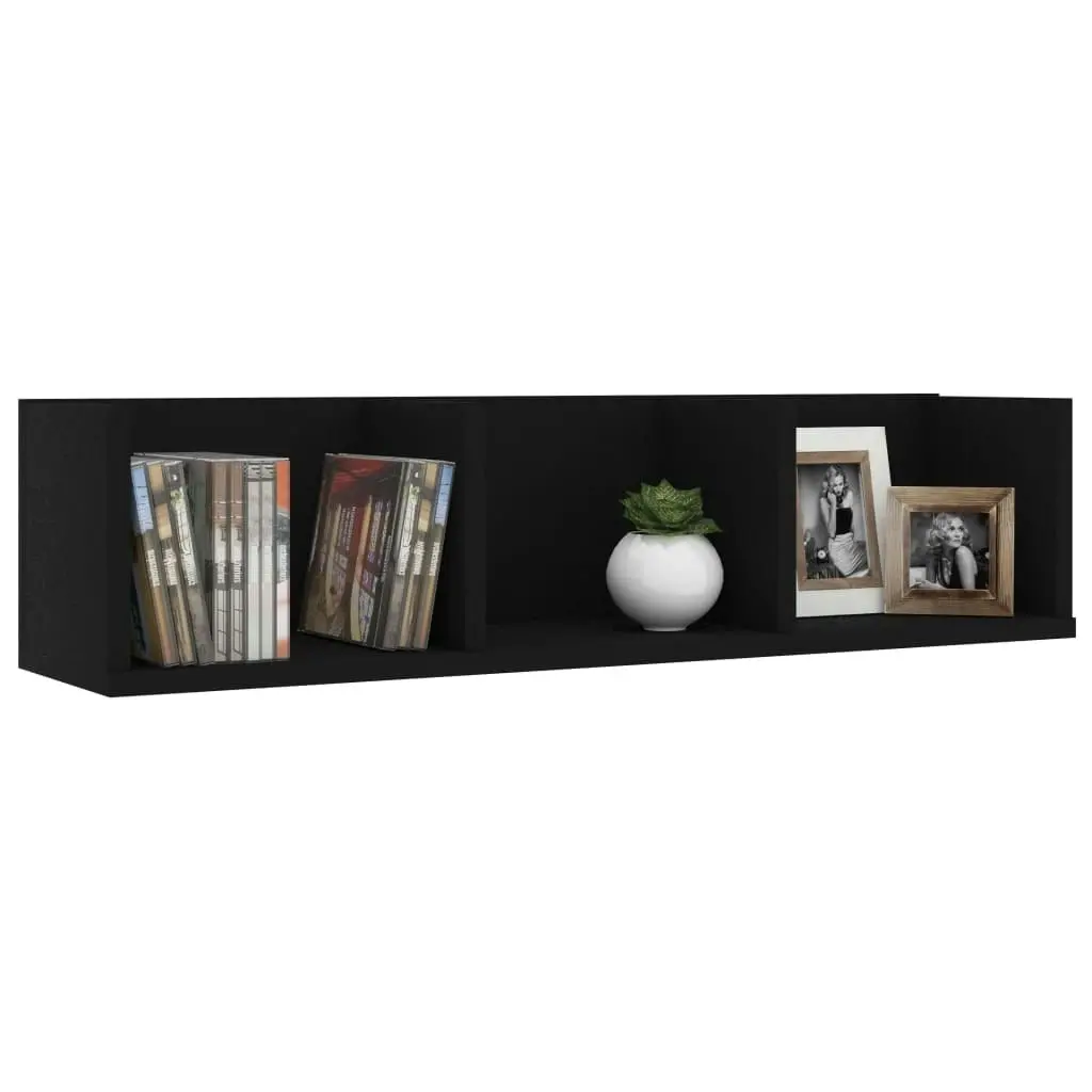 CD Wall Shelf Black 75x18x18 cm Engineered Wood 801311