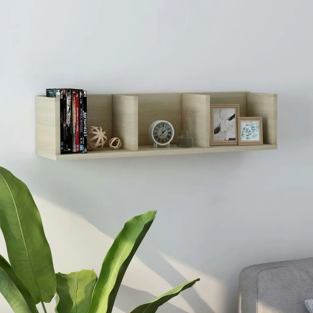 CD Wall Shelf Sonoma Oak 75x18x18 cm Engineered Wood 801313