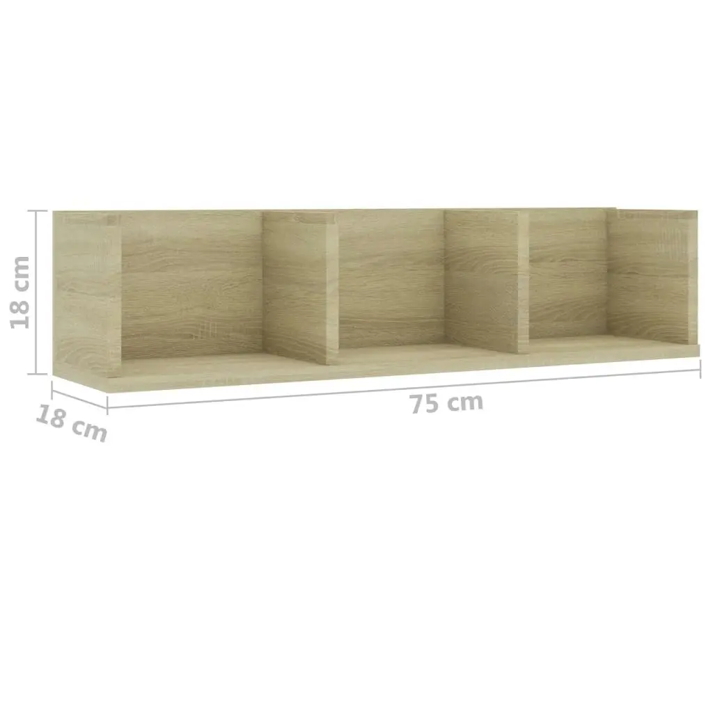 CD Wall Shelf Sonoma Oak 75x18x18 cm Engineered Wood 801313