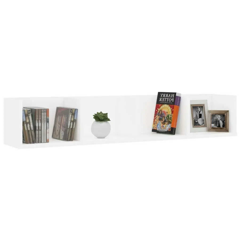 CD Wall Shelf White 100x18x18 cm Engineered Wood 801319